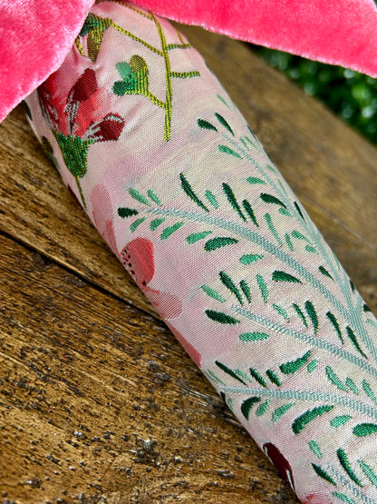 15.5 Inch Pink And Green Floral Fabric Carrot