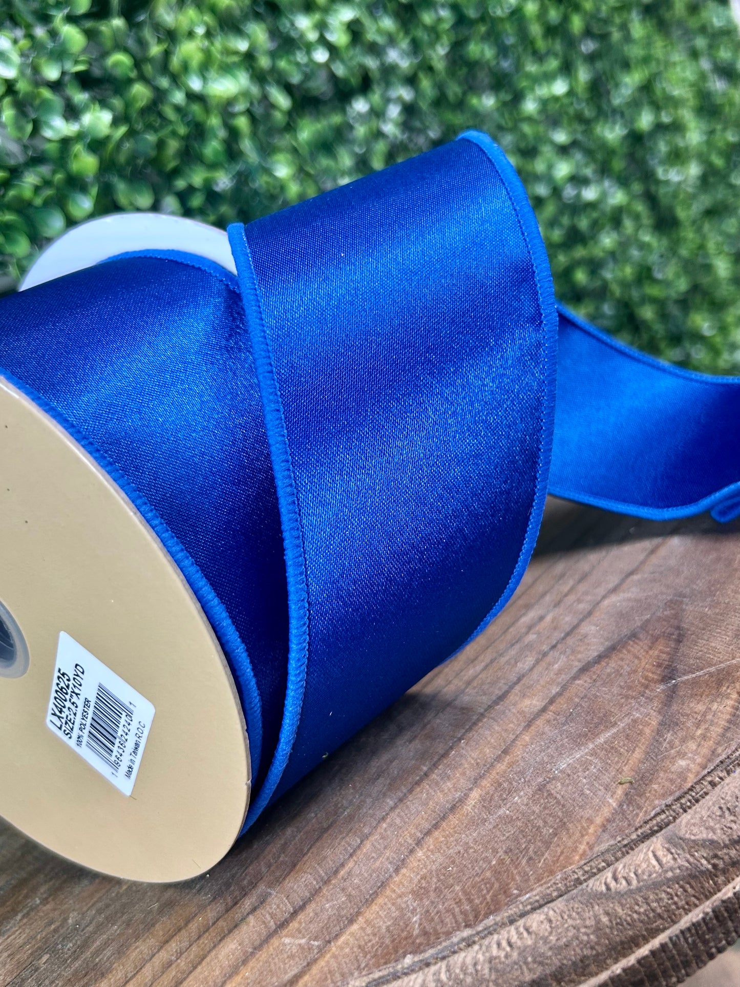 2.5 Inch By 10 Yard Royal Blue Satin Fused Ribbon