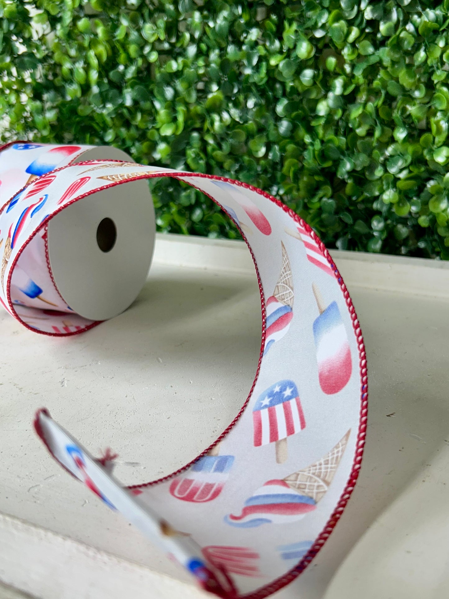 2.5 Inch By 10 Yard Patriotic Ice Cream And Popsicles Ribbon