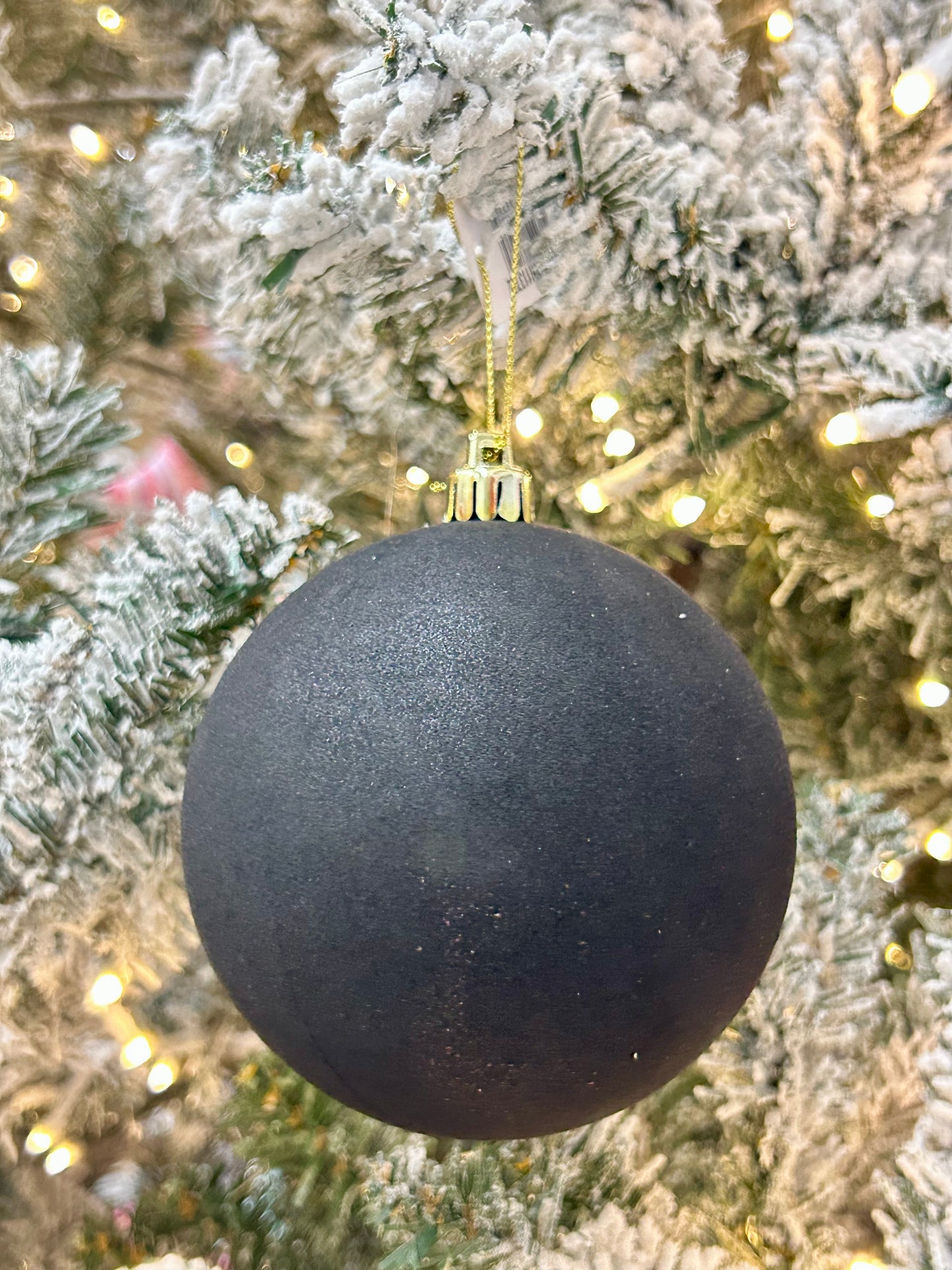 4 Inch Black Smooth Flocked Ball Ornament