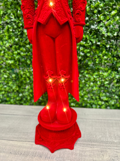 24 Inch Red Light Up Flocked Standing Nutcracker