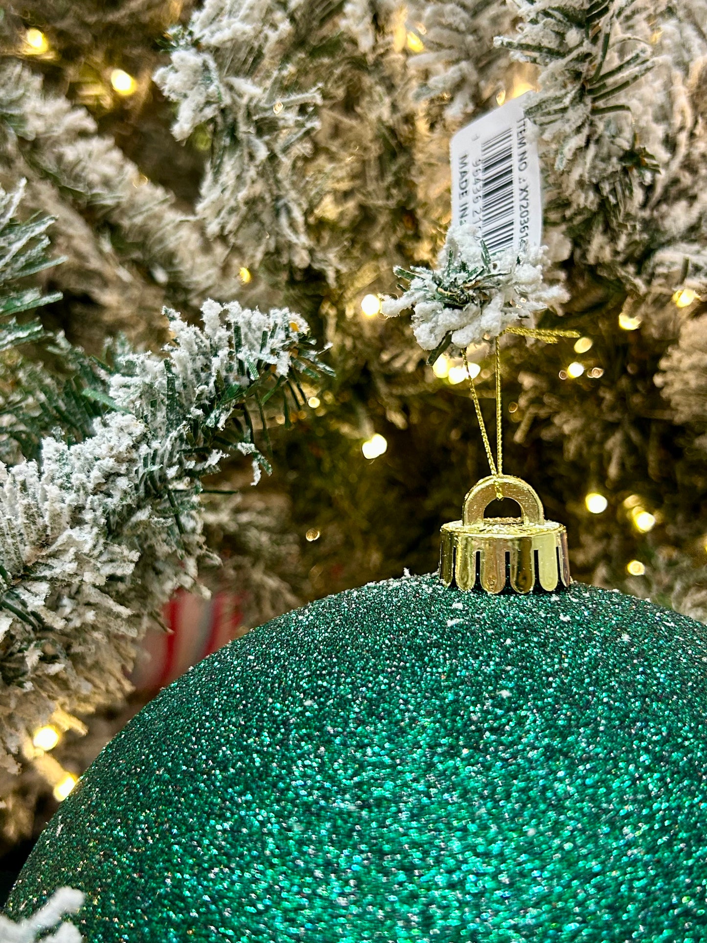 8 Inch Hunter Green Glittered Ball Ornament
