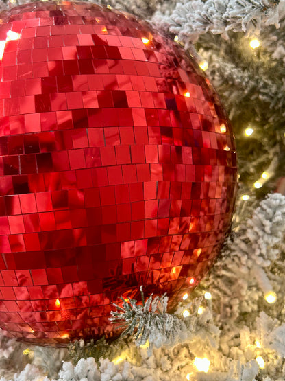 10 Inch Red Mirror Ball Ornament