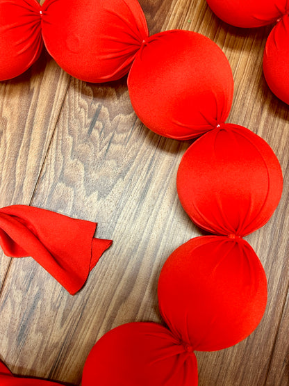 10 Foot Red Christmas Fabric Ball Garland