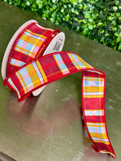David Christopher 1.5 Inch By 10 Yard Smooth Summer Plaid Ribbon
