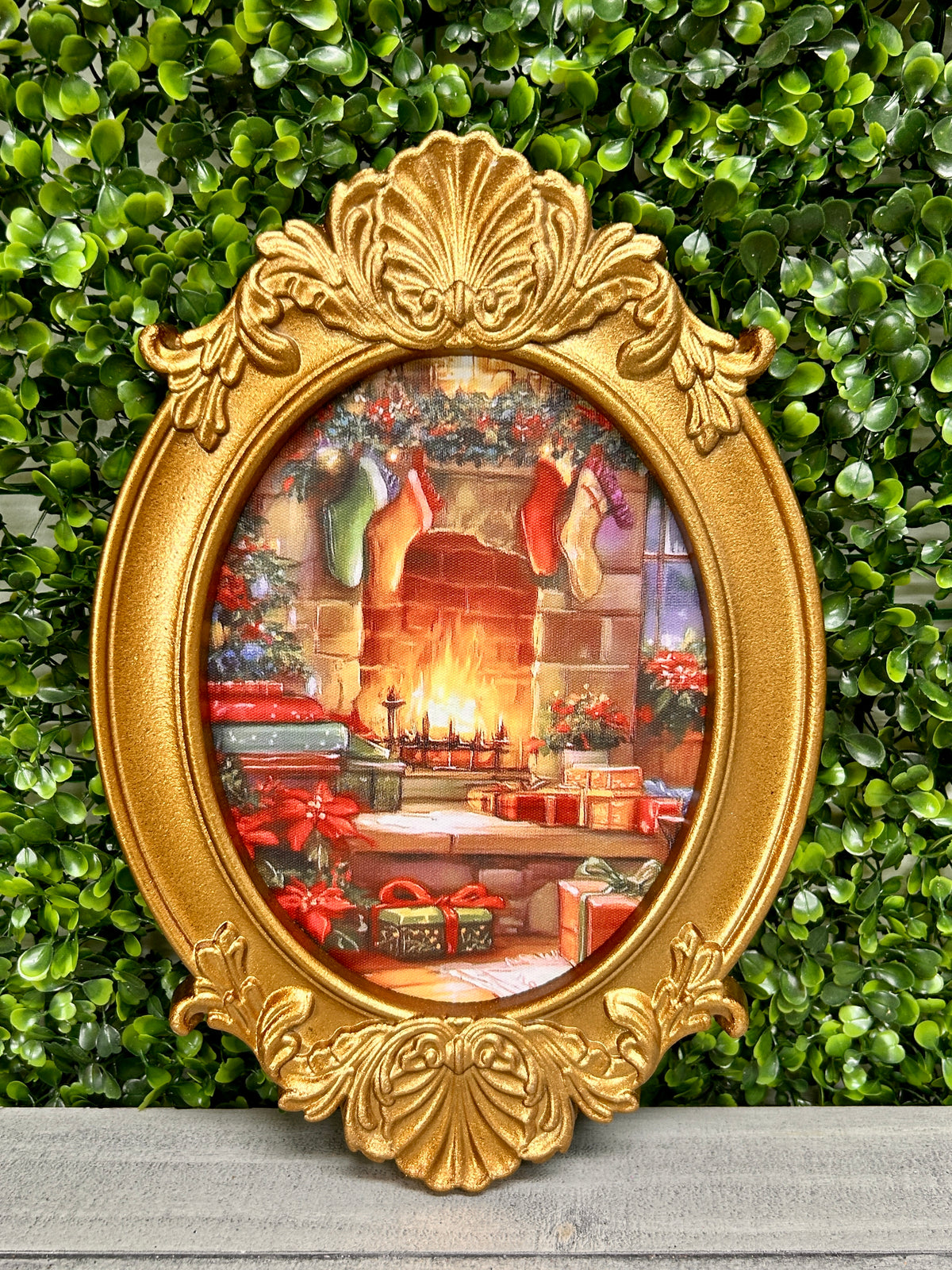 8 By 12 Inch Framed Santa Mantle Christmas Eve Art Two Styles