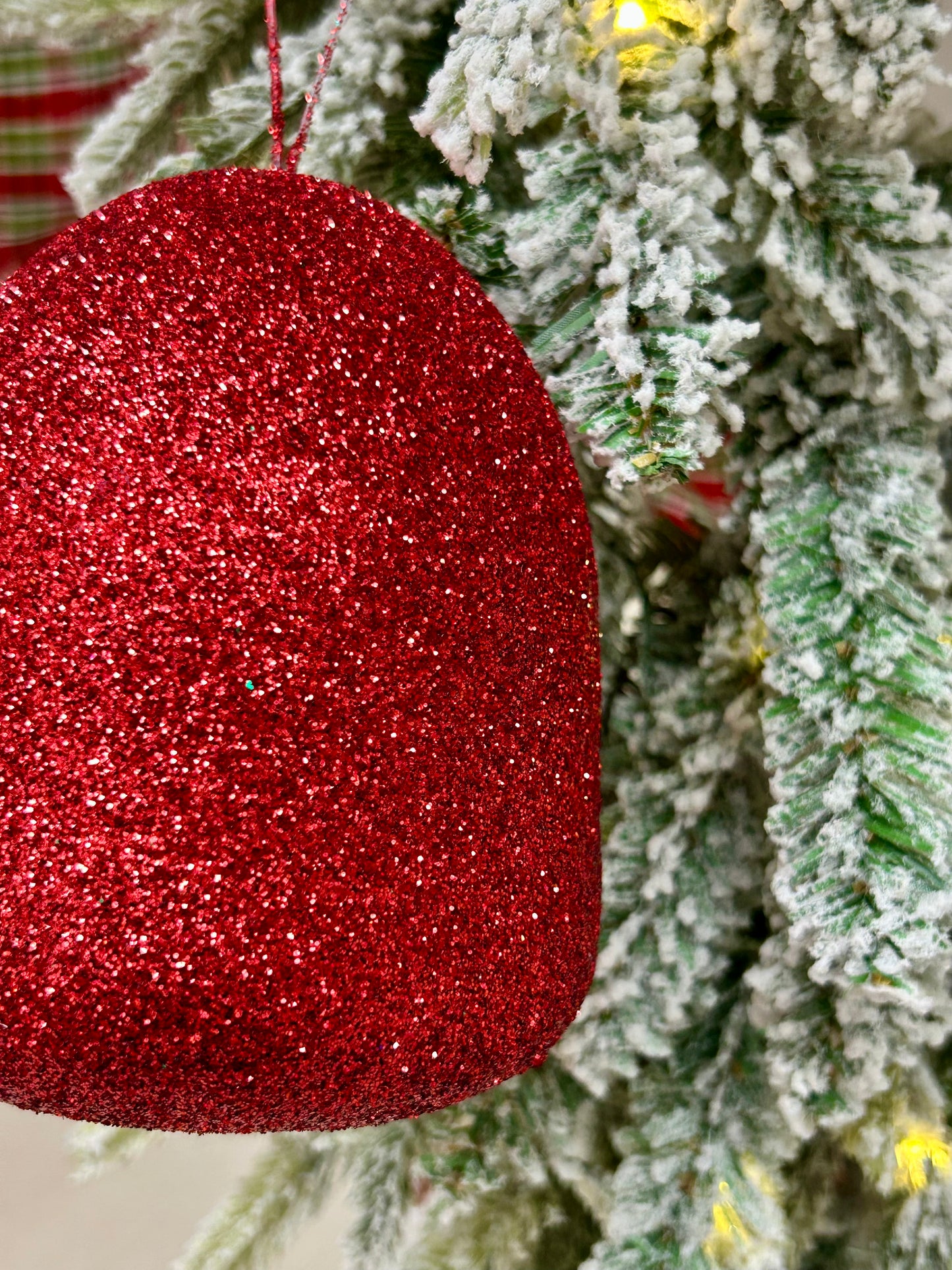 5 Inch Red Glitter Gumdrop Ornament