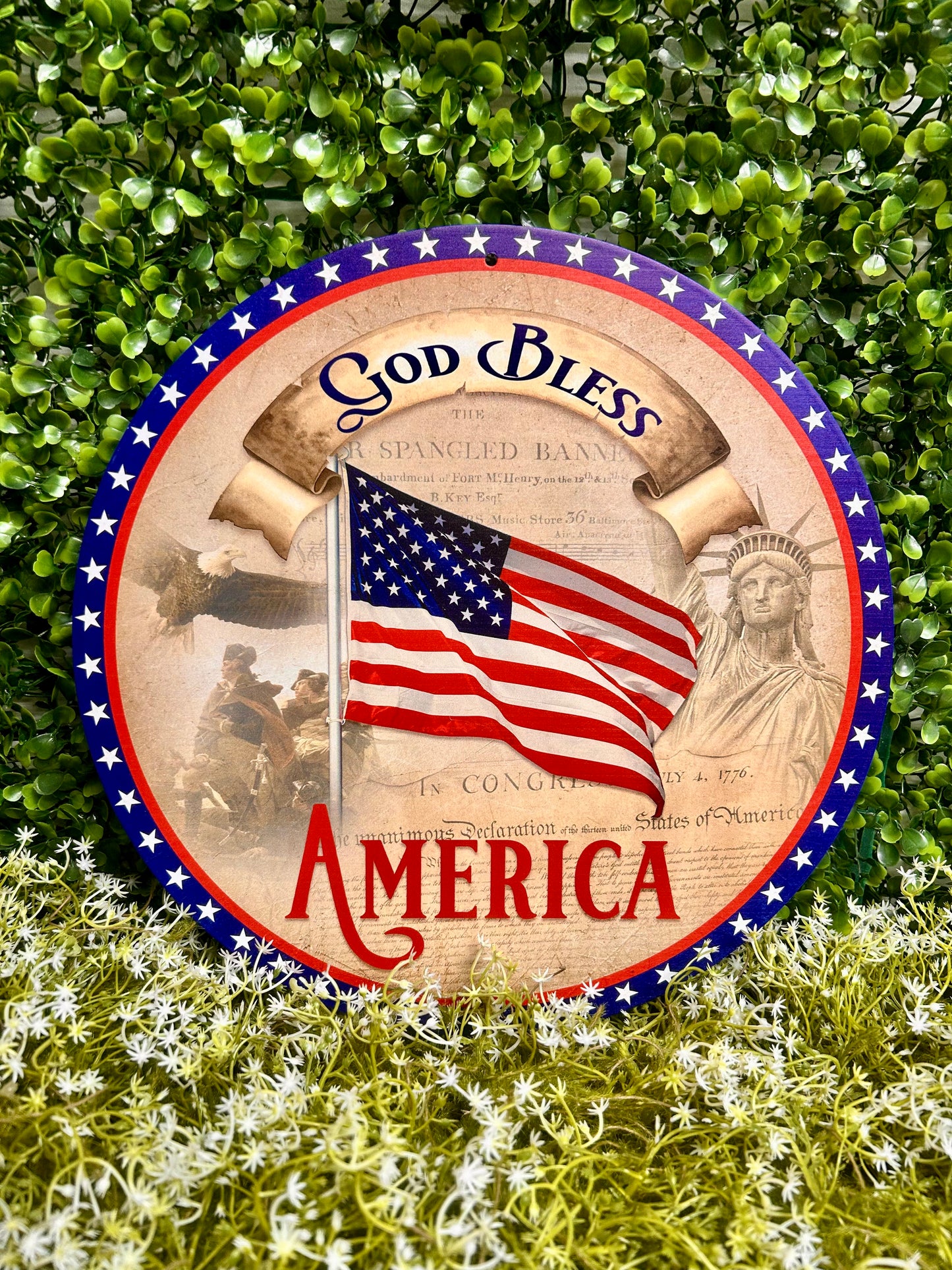 12 Inch Vintage God Bless America Sign