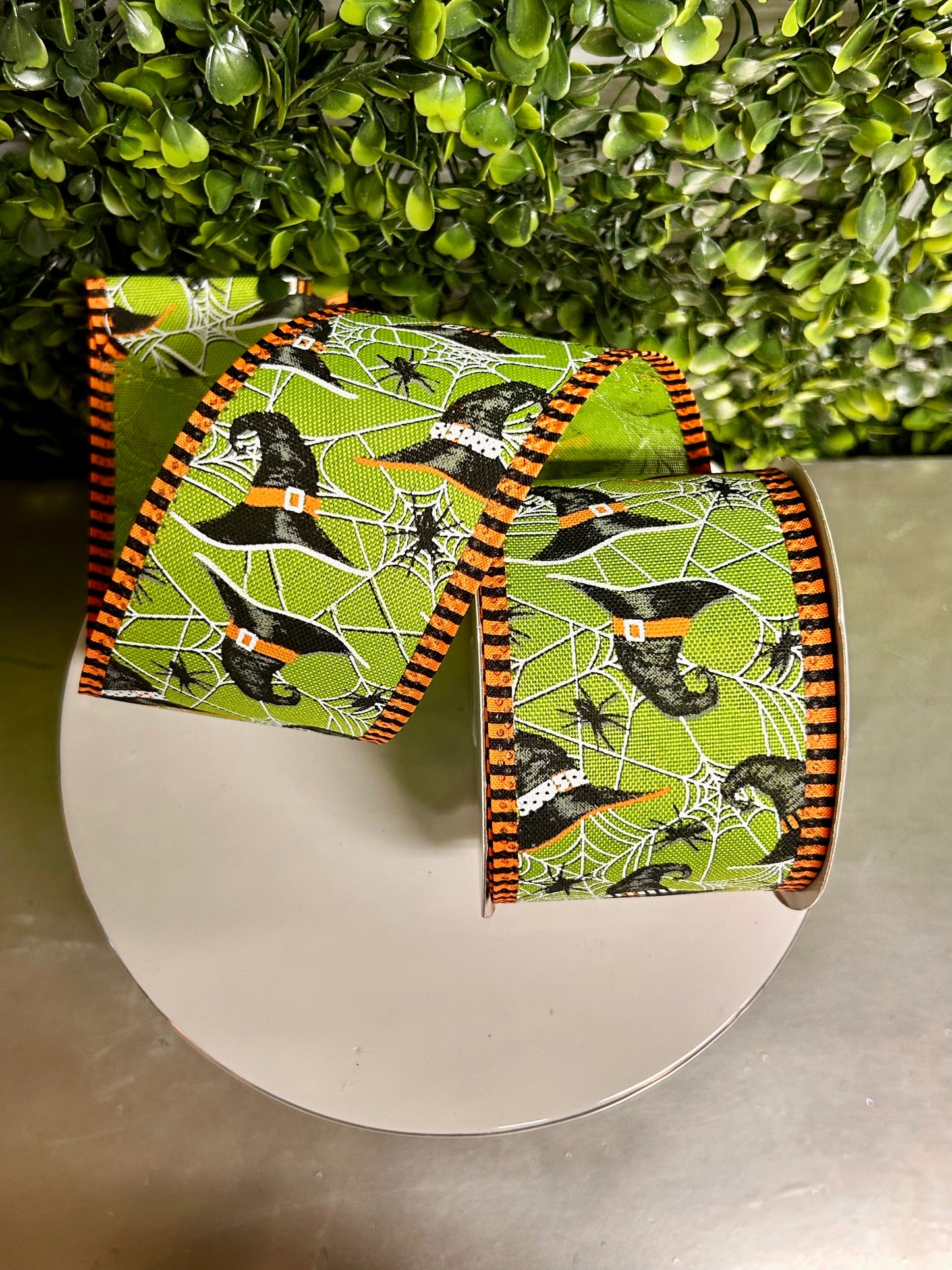 2.5 Inch By 10 Yard Witch Hats Spiders And Stripes Ribbon