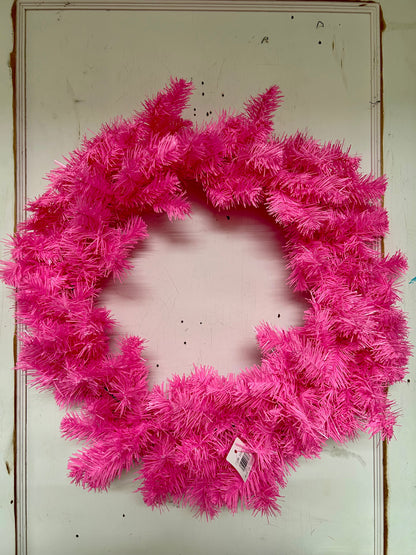 24 Inch Pink Pine Wreath