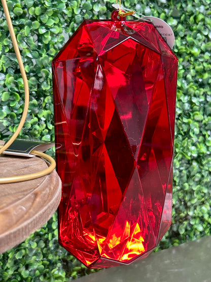 8 Inch Red Acrylic Rectangle Diamond Ornament