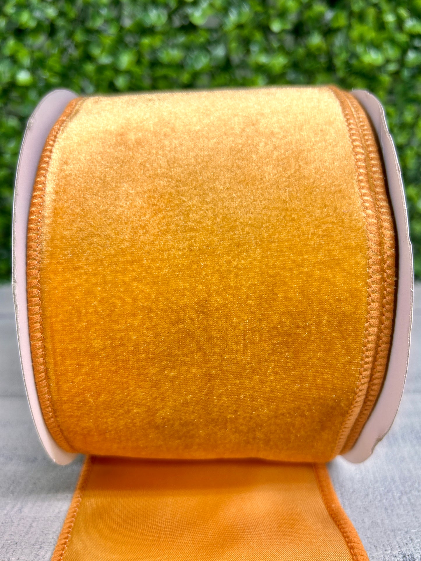 4 Inch By 10 Yard Antique Gold Deluxe Velvet With Satin Backing Ribbon