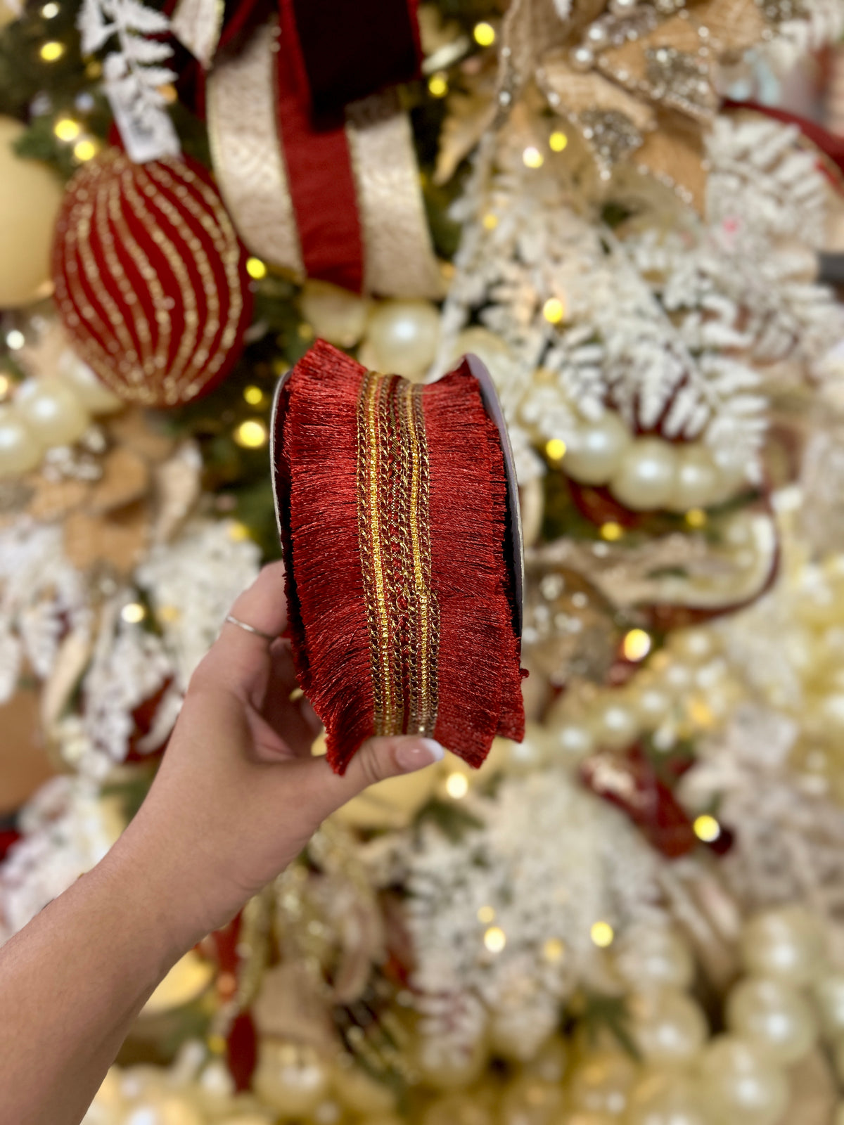 John Mark 2.5 Inch By 10 Yard Burgundy Tassel Fringe Dupioni Ribbon
