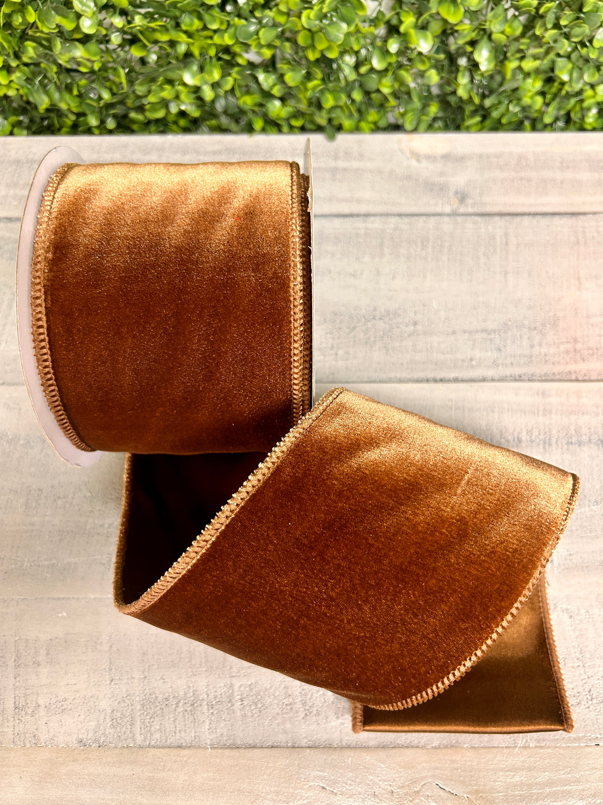 4 Inch By 10 Yard Chocolate Deluxe Velvet With Satin Backing Ribbon