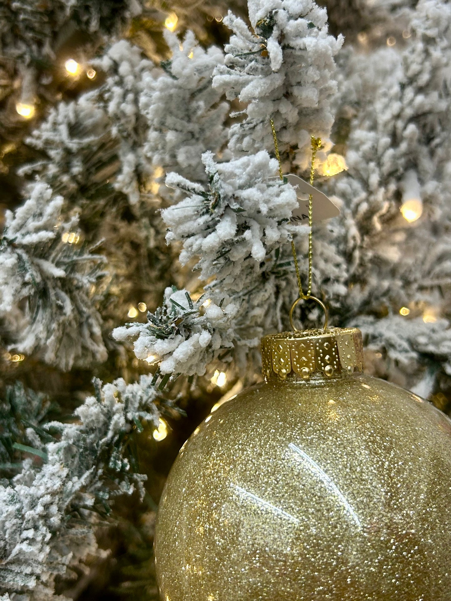 4 Inch Gold Lacquer Look Glitter Ball Ornament