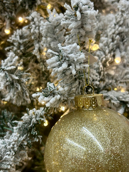 4 Inch Gold Lacquer Look Glitter Ball Ornament