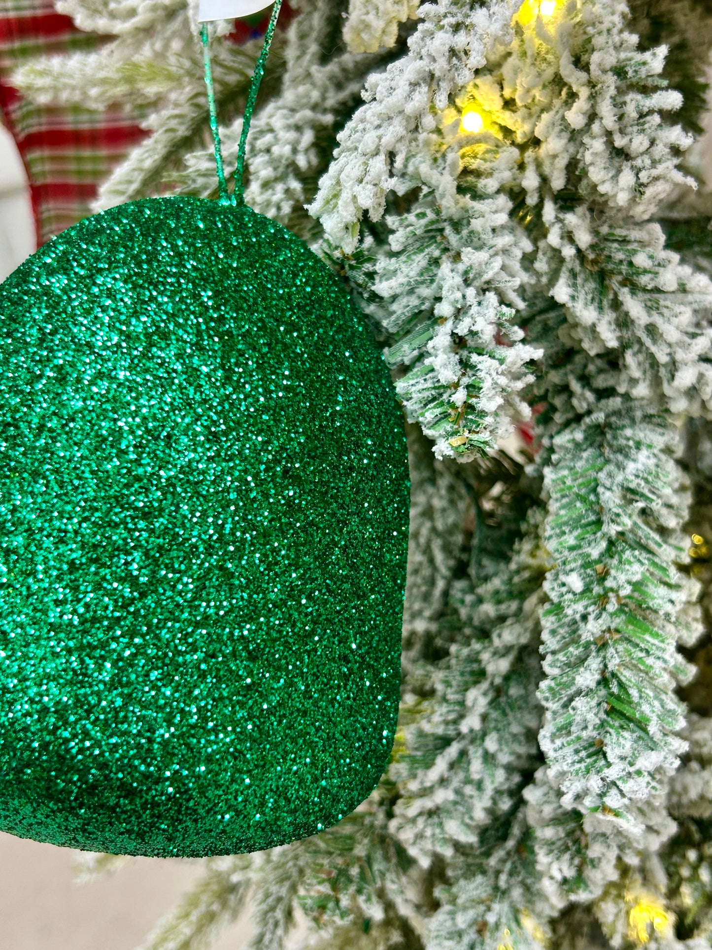 5 Inch Emerald Green Glitter Gumdrop Ornament