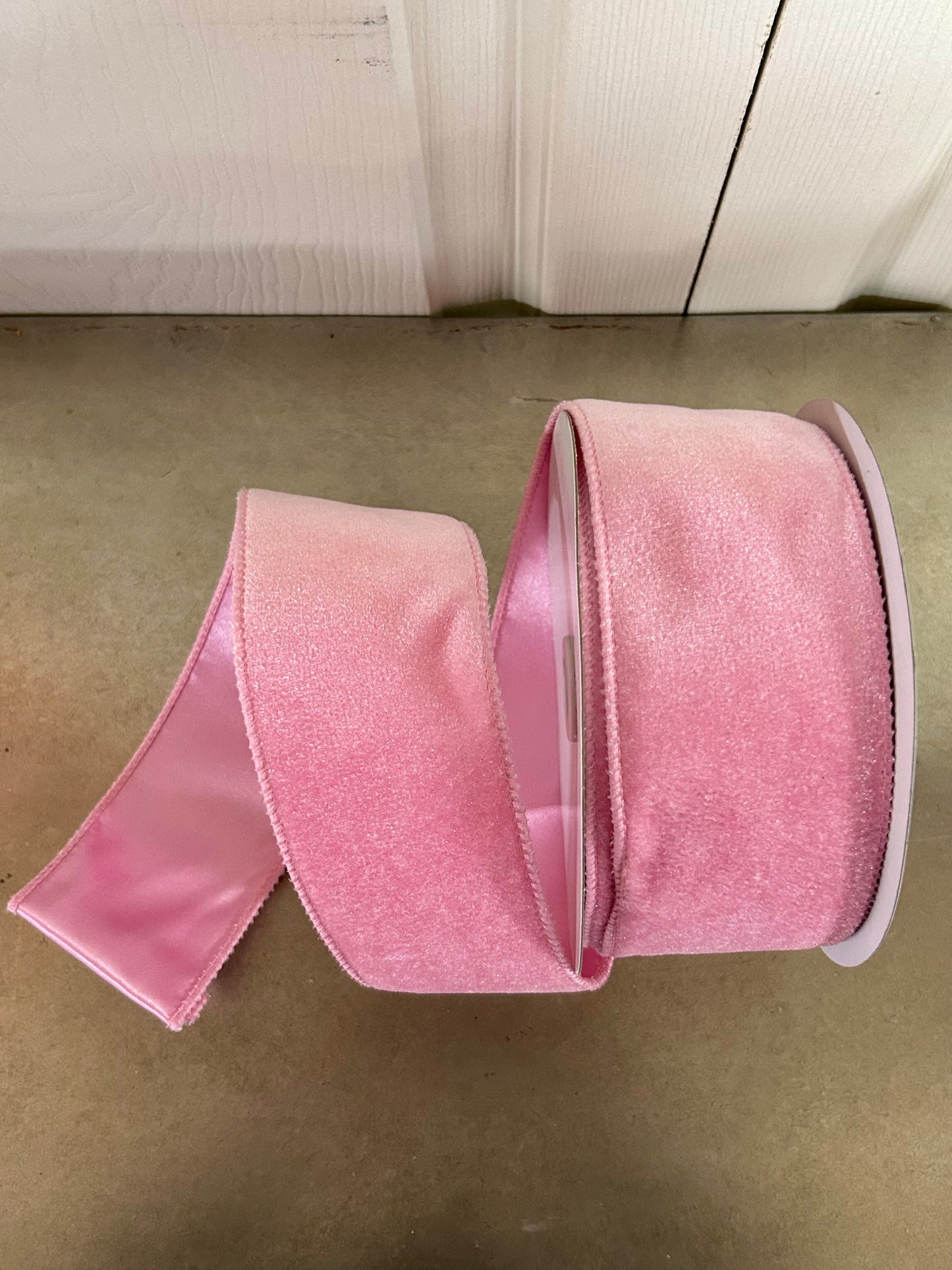 2.5 Inch By 10 Yard Light Pink Deluxe Velvet With Satin Backing Ribbon
