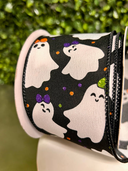 2.5 Inch By 10 Yard Ghosties With Bows Ribbon