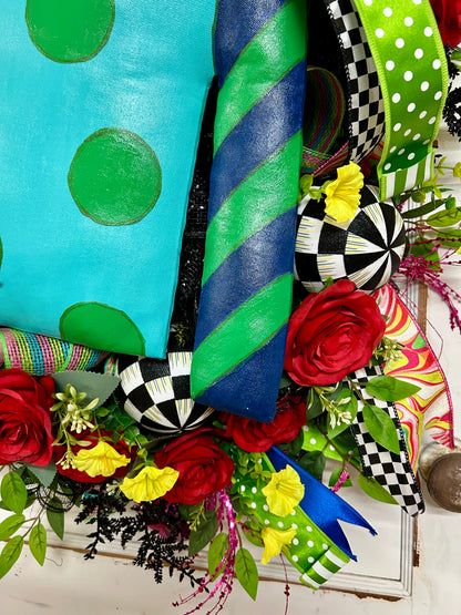 Pre-Made Blue And Green Derby Jockey Shirt Wreath By Caela With Sweet Girl Designs