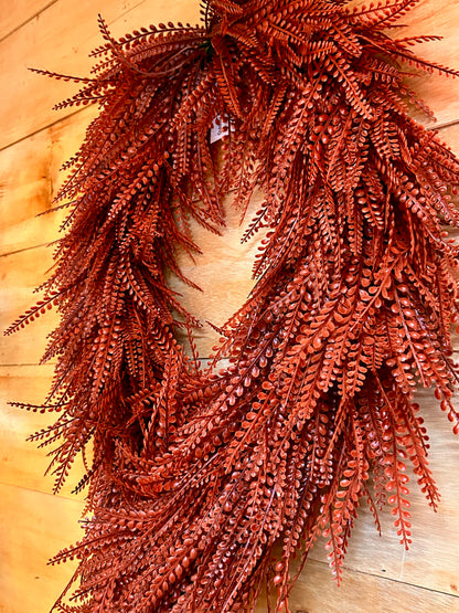 34 Inch By 28 Inch Rust Oval Bead Grass Wreath