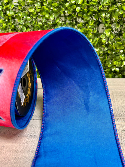 John Mark 4 Inch By 10 Yard Pink And Blue Water Color Star Print Fused Ribbon