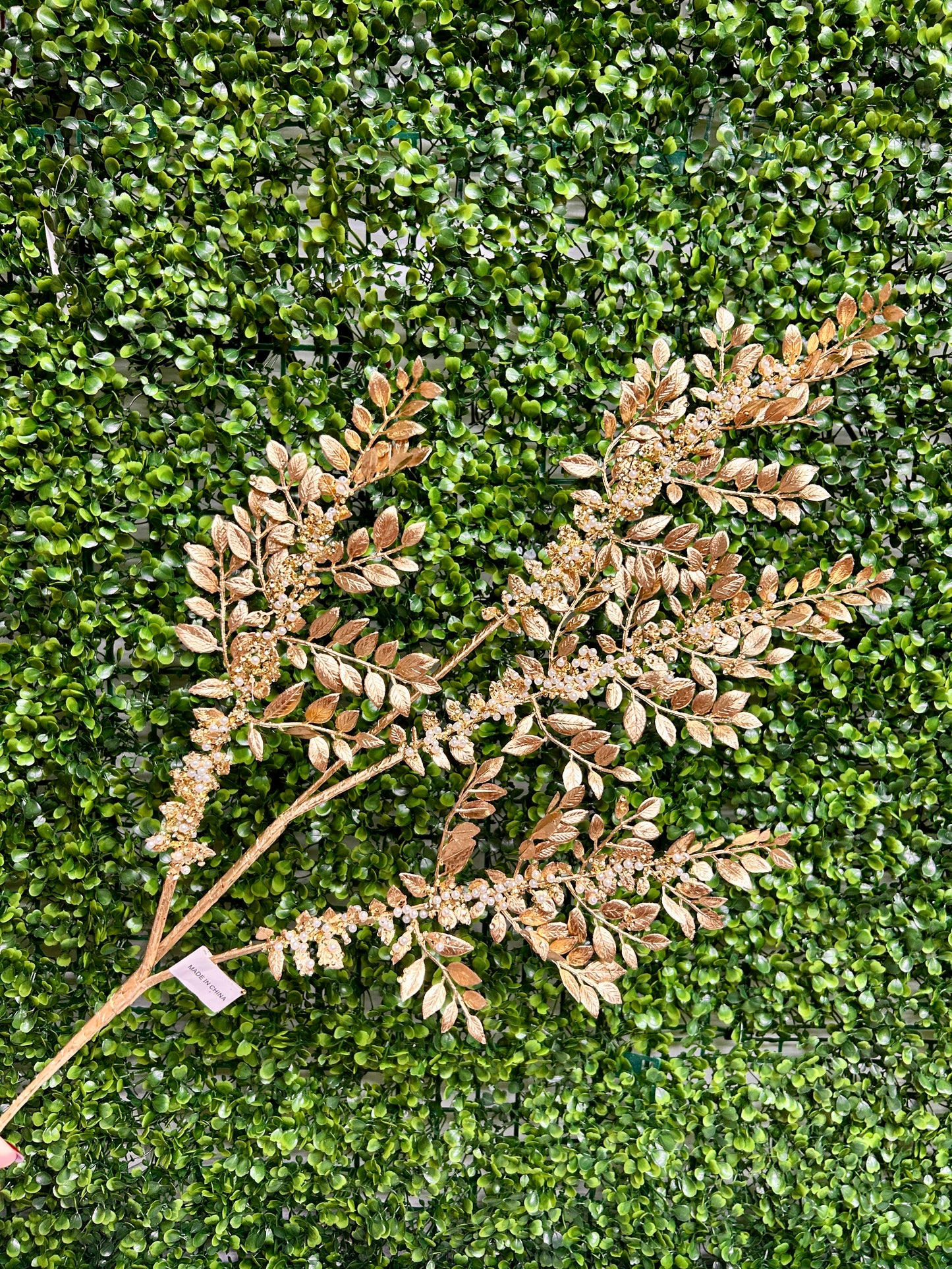33 Inch Gold Fern And Pearl Metallic Spray