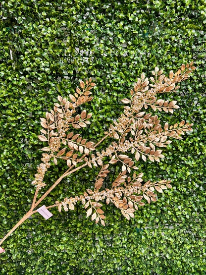 33 Inch Gold Fern And Pearl Metallic Spray