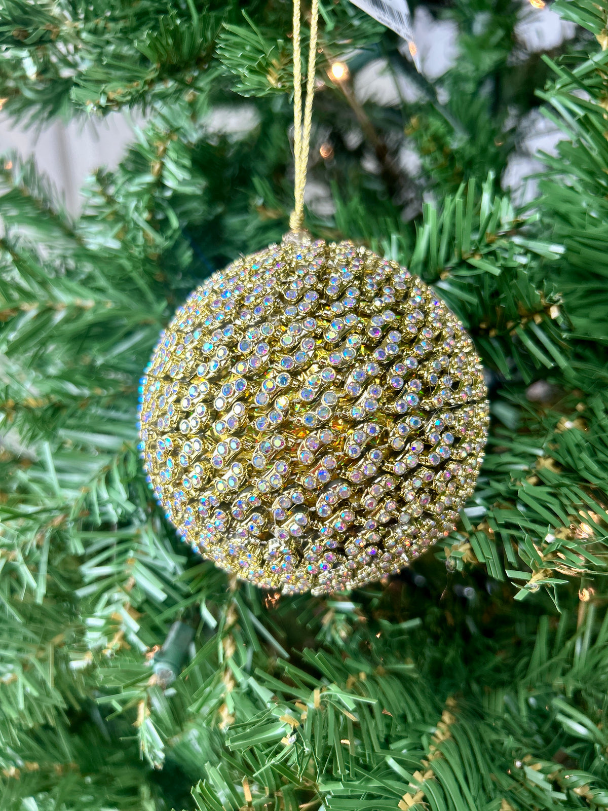4 Inch Gold Diamond Ball Ornament