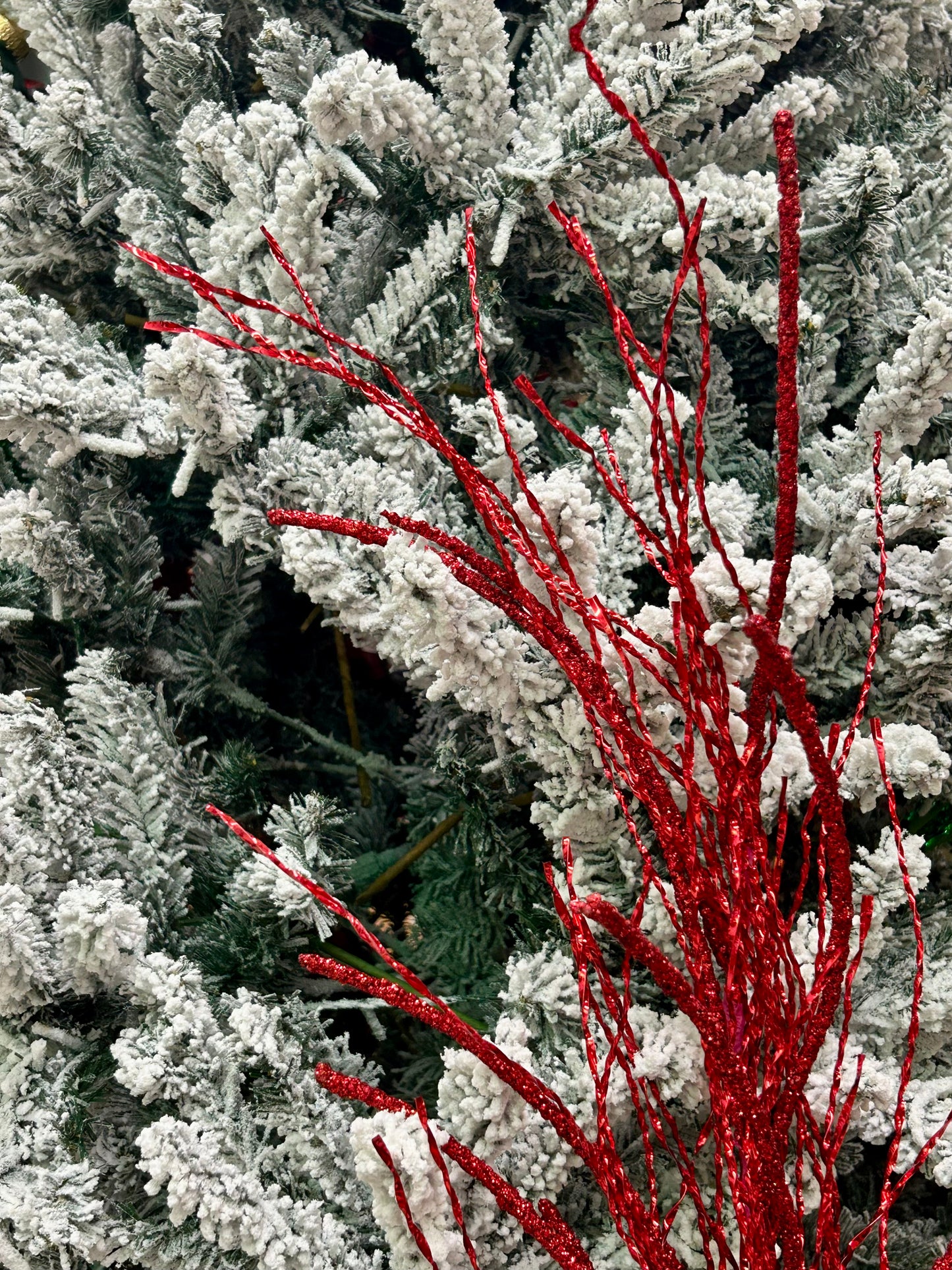 38 Inch Red Glitter Pine Twig Spray