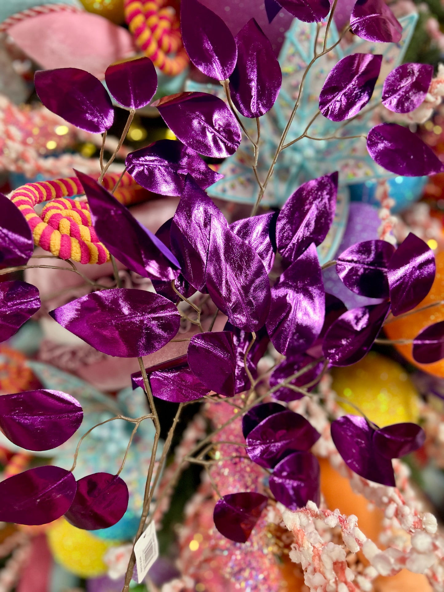 23 Inch Purple Metallic Ficus Spray