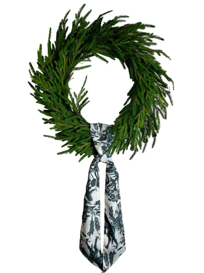 D. Stevens 4 Inch By 56 Inch Black And White Canvas Toile Wreath Sash