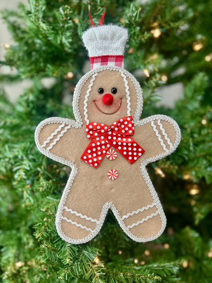 12 Inch Hancrafted Hanging Holiday Gingerbead Man