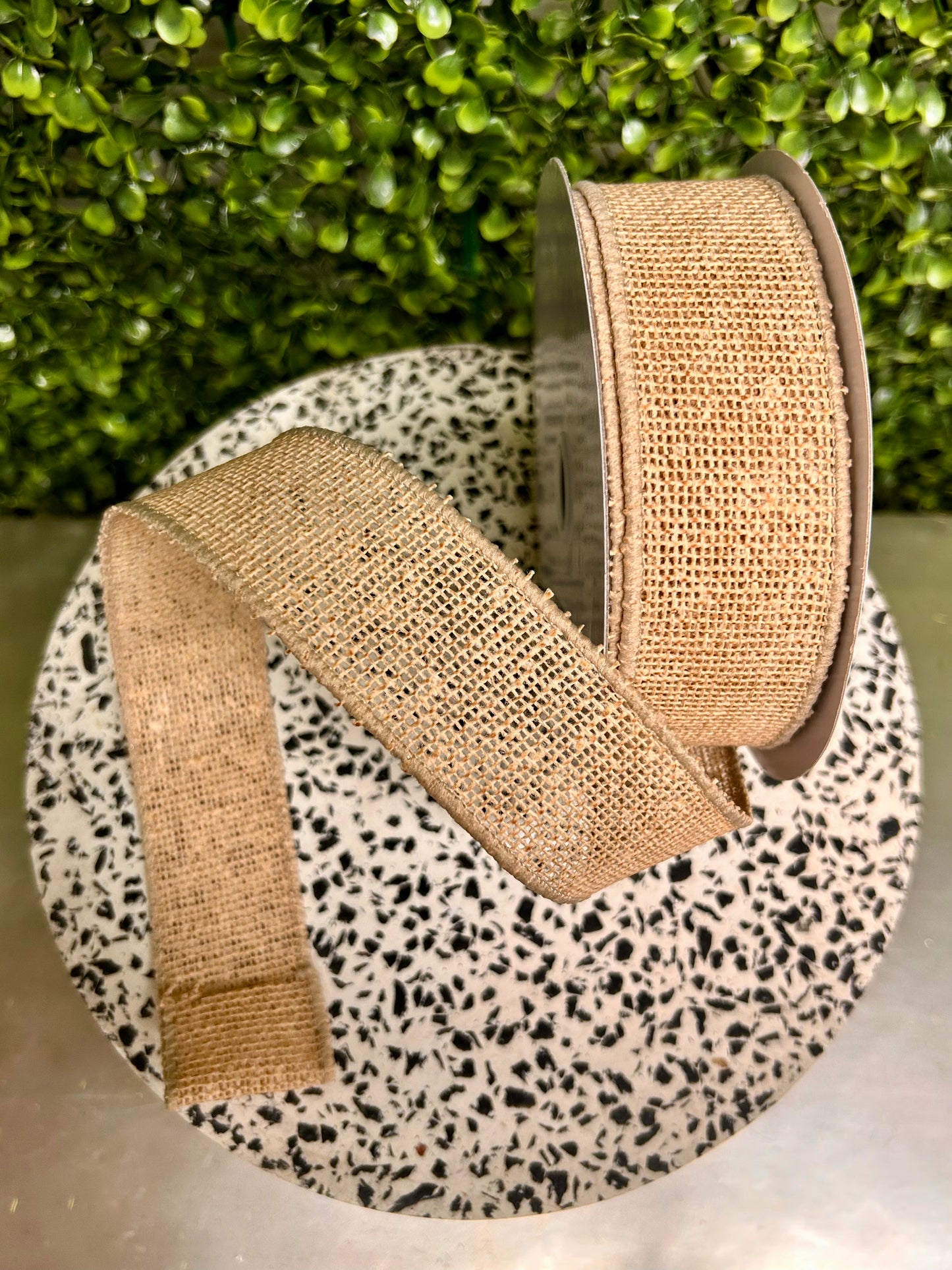 1.5 Inch By 10 Yard Beige Faux Burlap Ribbon