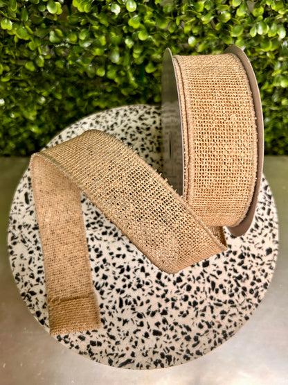 1.5 Inch By 10 Yard Beige Faux Burlap Ribbon