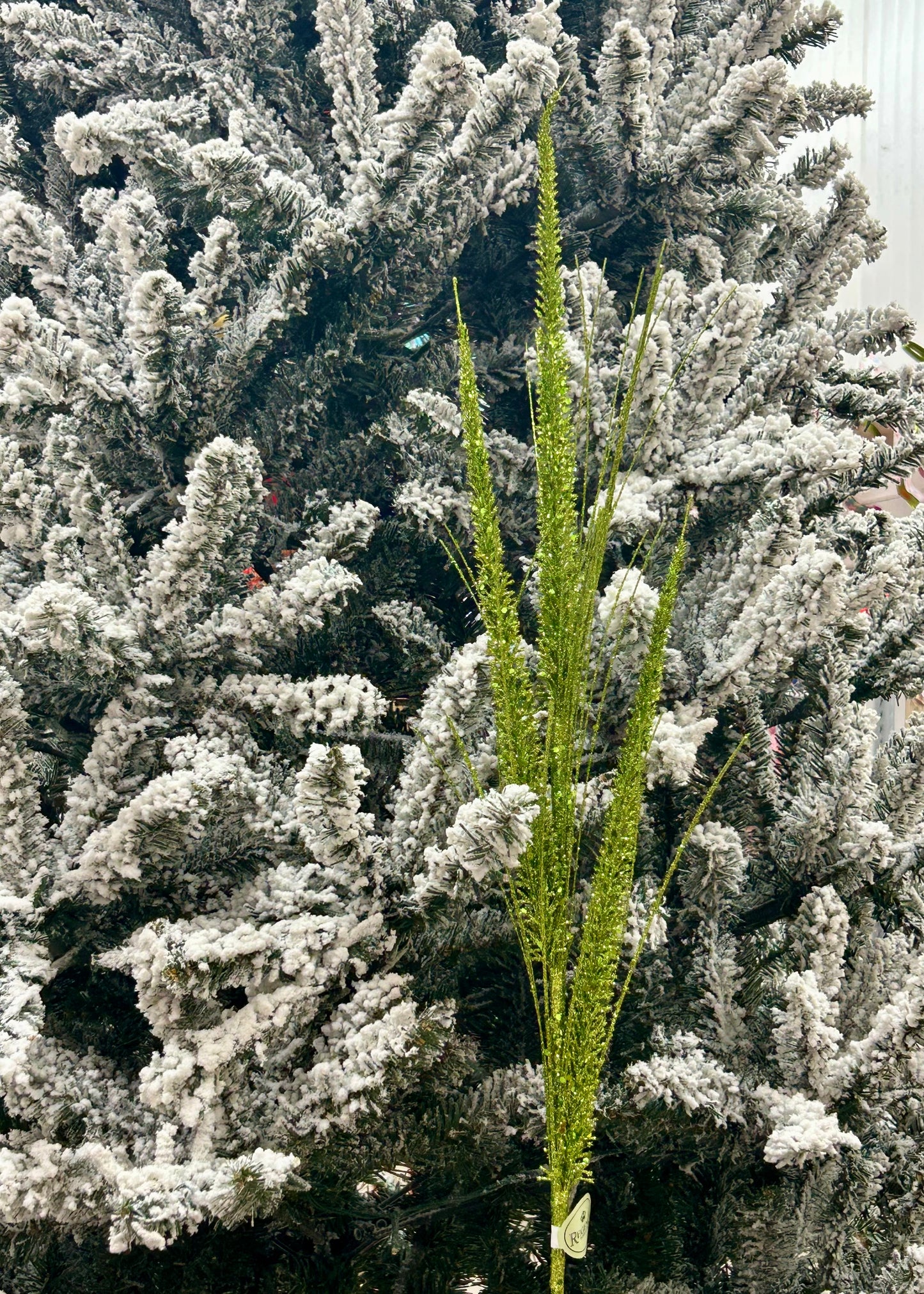 34 Inch Apple Green Glitter Mica Triple Spike Grass Spray