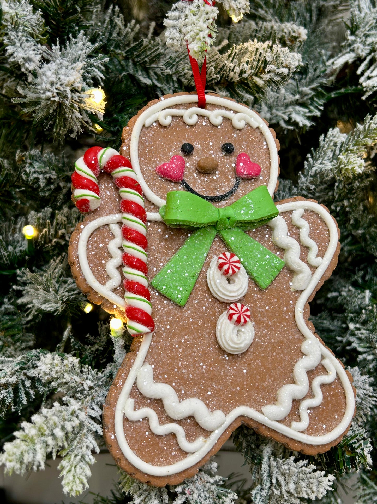 8 Inch Clay Dough Holiday Gingerbread Man Ornament Two Styles