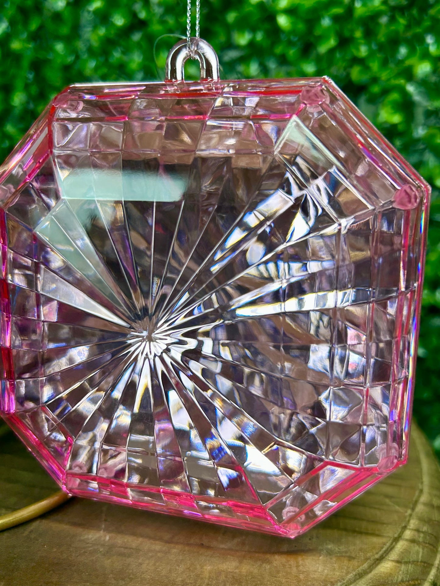 5 Inch Pink Acrylic Square Diamond Ornament