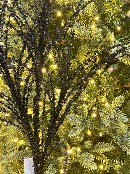 32 Inch Black Glitter Pine Spray
