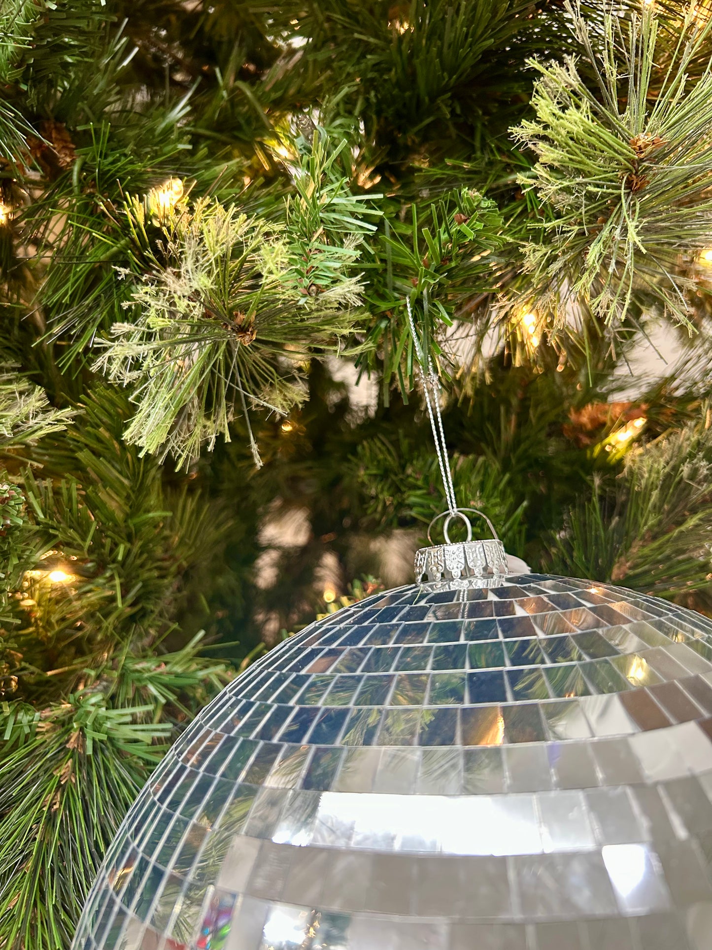 10 Inch Shiny Silver Mirror Ball Ornament