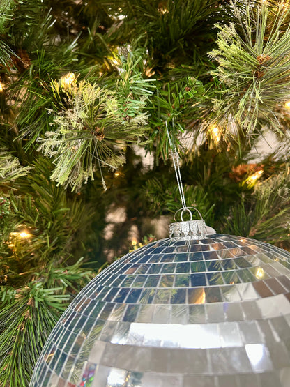 10 Inch Shiny Silver Mirror Ball Ornament