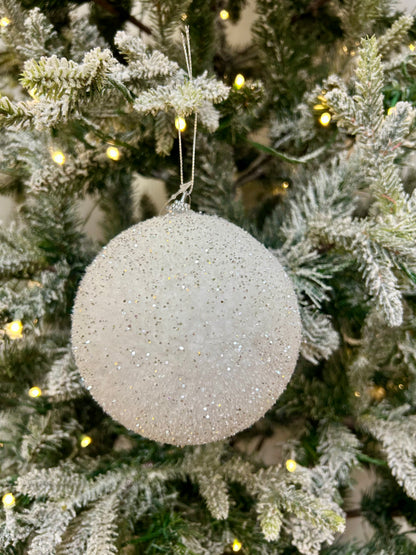 5 Inch White Snow Ball Ornament