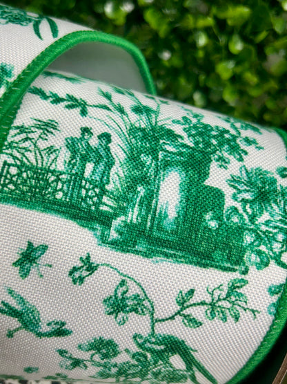 4 Inch By 5 Yard Green And White Asian Vista Chinoiserie Deluxe Ribbon