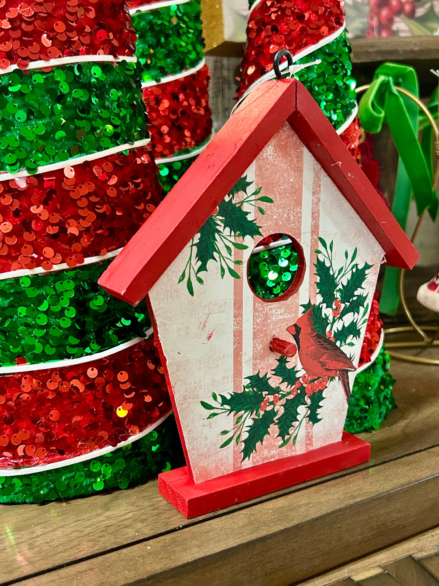 8 Inch Cardinal Birdhouse Decor Two Styles