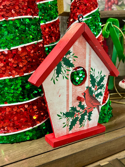8 Inch Cardinal Birdhouse Decor Two Styles