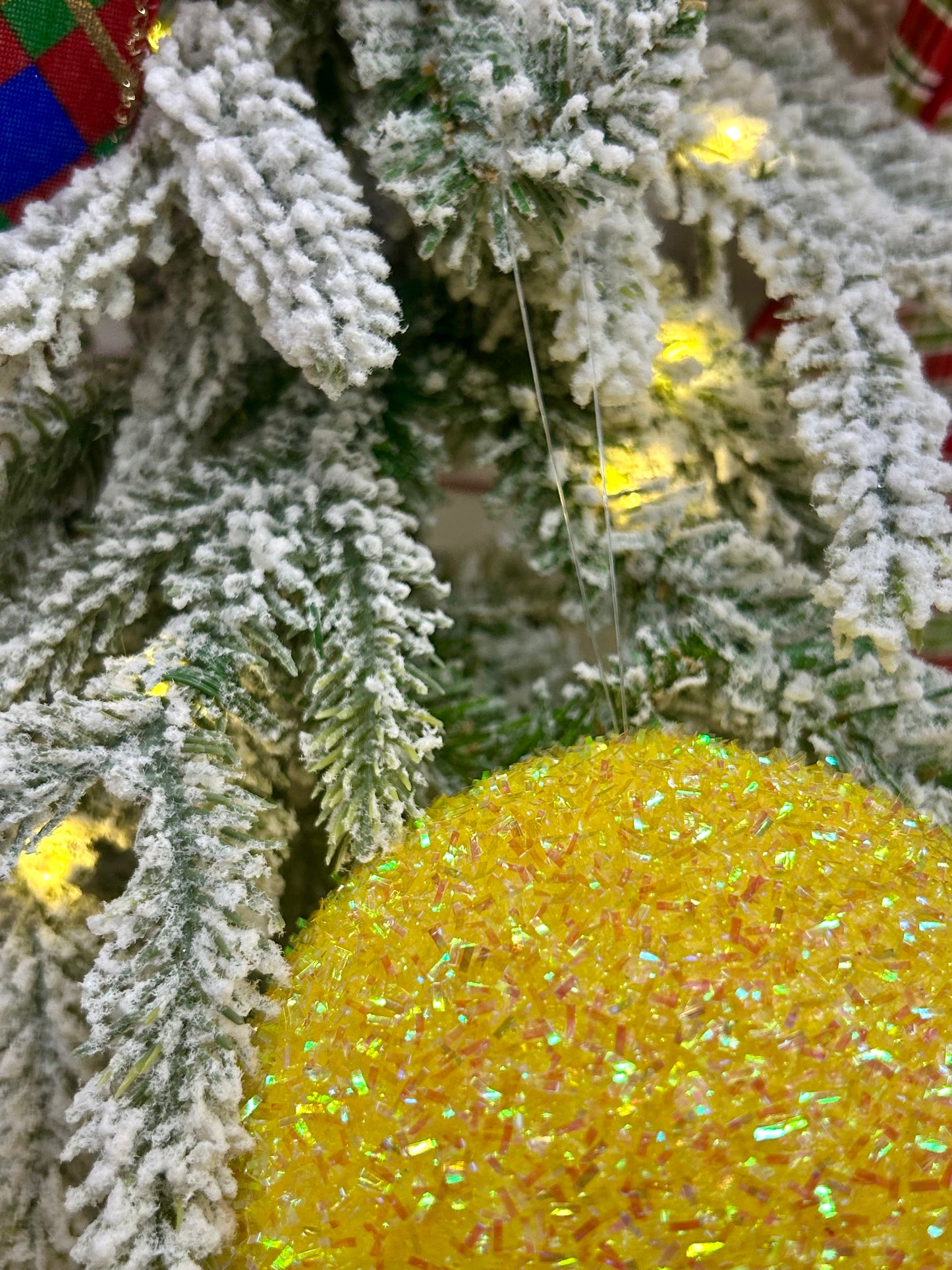 5 Inch Yellow Foil Glitter Ball Ornament