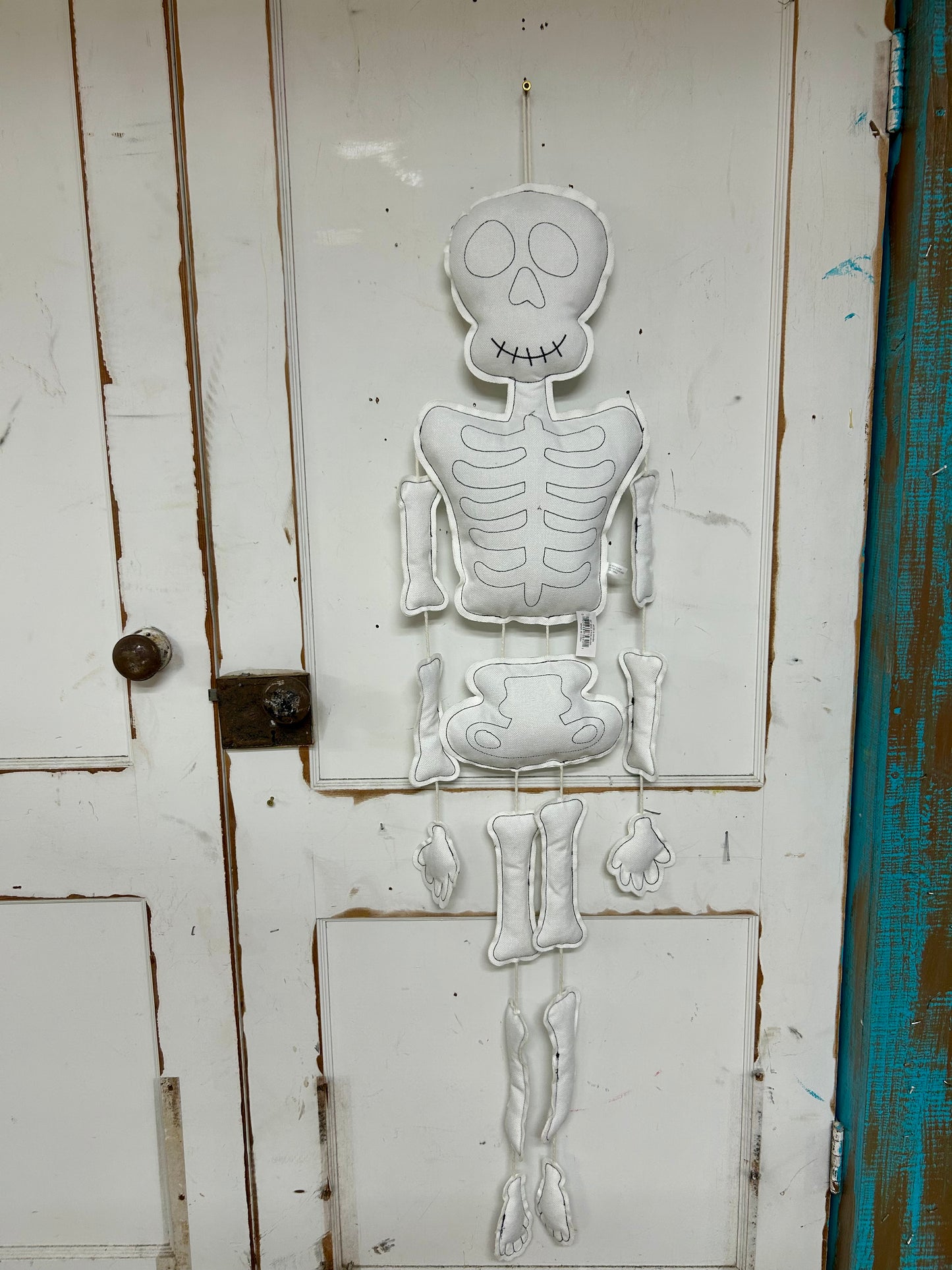 50 Inch Black And White Plush Hanging Skeleton