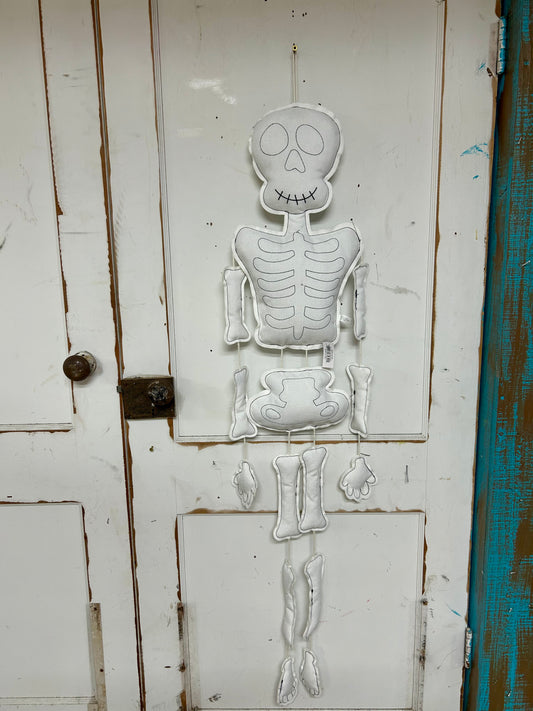 50 Inch Black And White Plush Hanging Skeleton