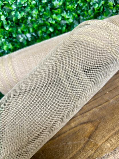 10.25 Inch By 10 Yard Natural Fine Weave Border Stripe Mesh