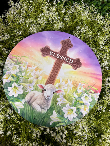 12 Inch Blessed Cross With Lamb Sign